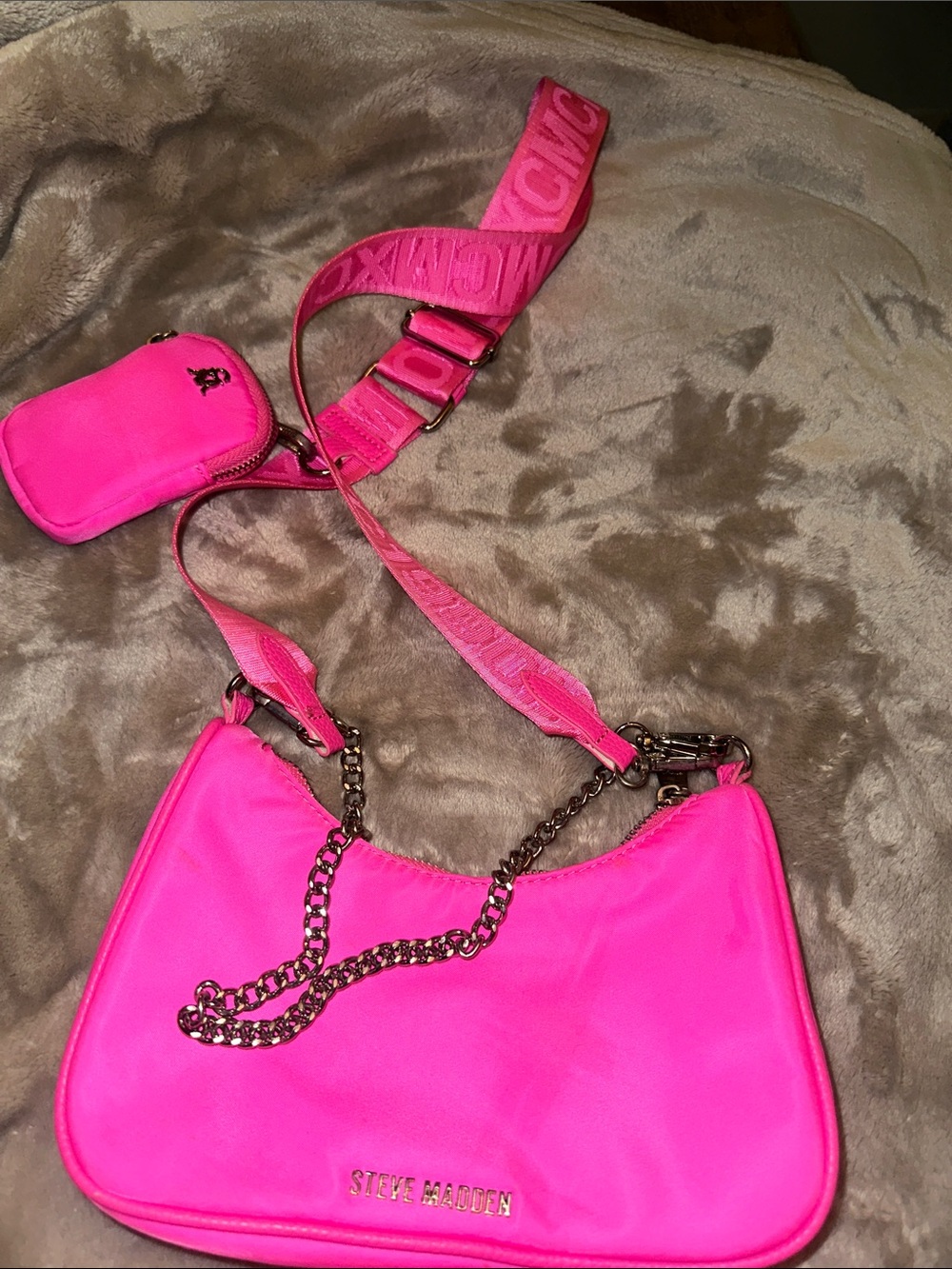 Steve Madden Hot Pink Shoulder Bag with Detachable Strap
